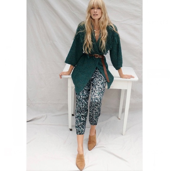 Anthropologie Diandra Pleated Joggers in Green Motif - Picture 4 of 14